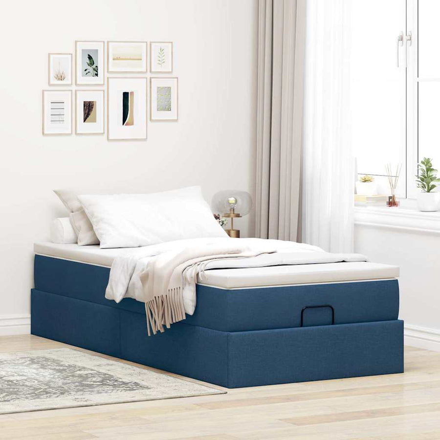Ottoman bed met matras 90x190cm stof blauw