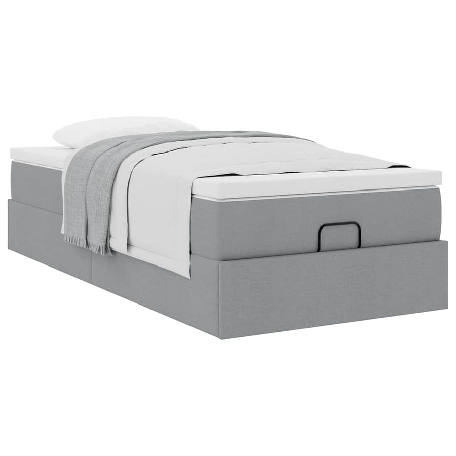 Ottoman bed met matras 90x200cm stof lichtgrijs