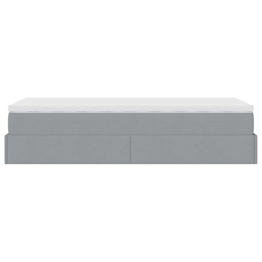 Ottoman bed met matras 90x200cm stof lichtgrijs