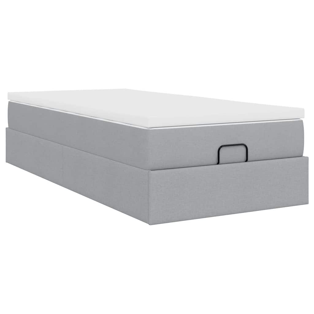 Ottoman bed met matras 90x200cm stof lichtgrijs