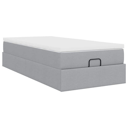 Ottoman bed met matras 90x200cm stof lichtgrijs