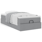 Ottoman bed with mattress 90x200cm fabric light grey