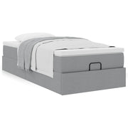 Ottoman bed with mattress 90x200cm fabric light grey