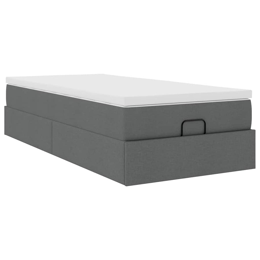 Ottoman bed met matras 90x200cm stof donkergrijs
