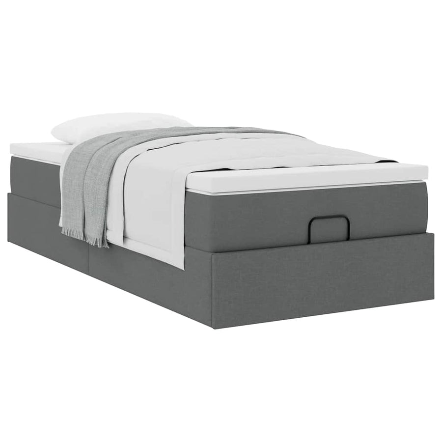 Ottoman bed met matras 90x200cm stof donkergrijs