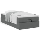 Ottoman bed with mattress 90x200cm fabric dark grey