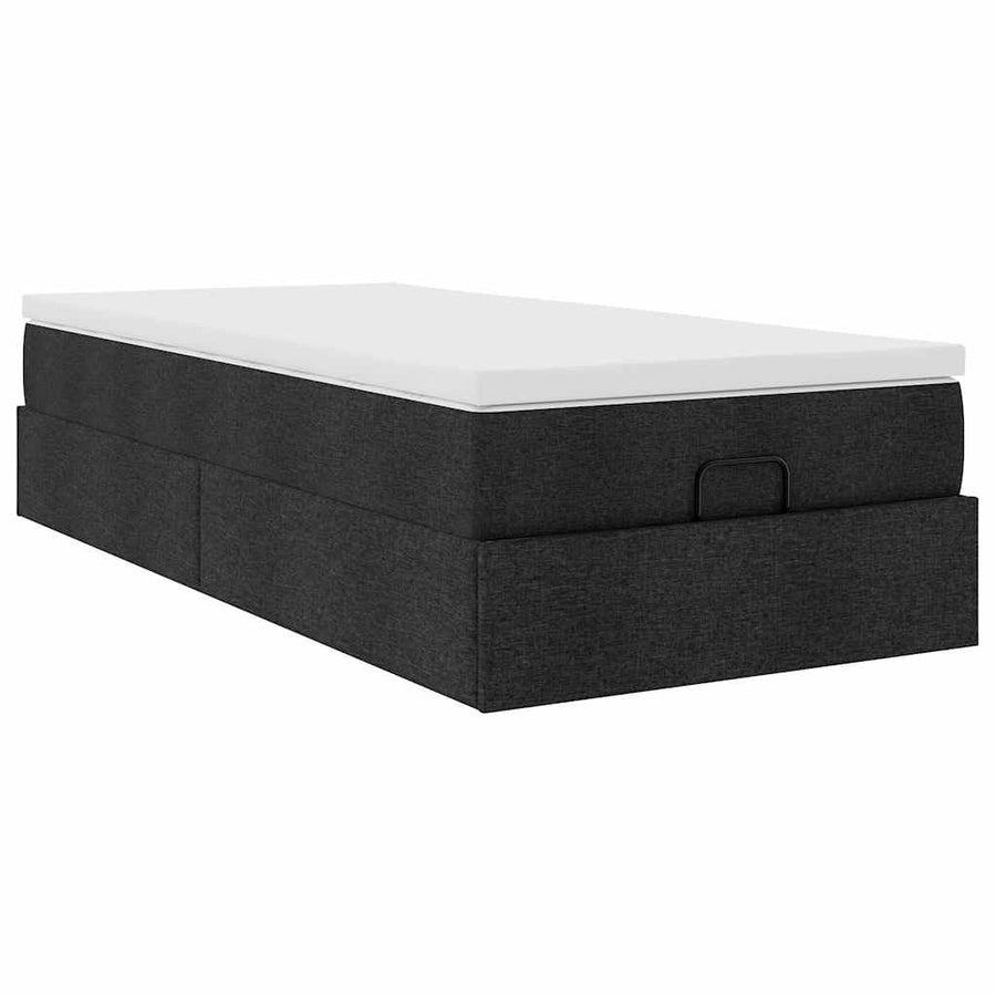 Ottoman bed met matras 90x200cm stof zwart