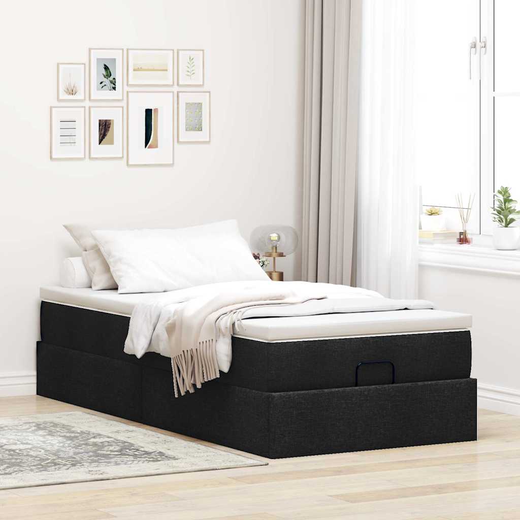Ottoman bed met matras 90x200cm stof zwart