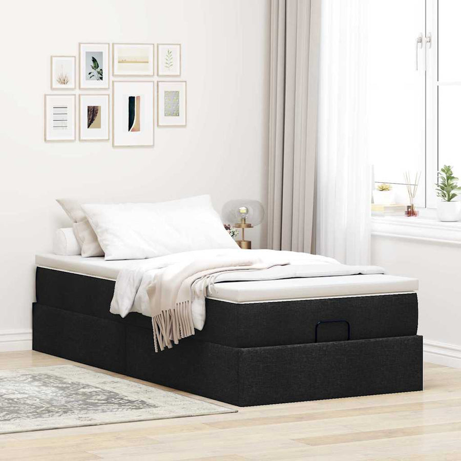 Ottoman bed met matras 90x200cm stof zwart