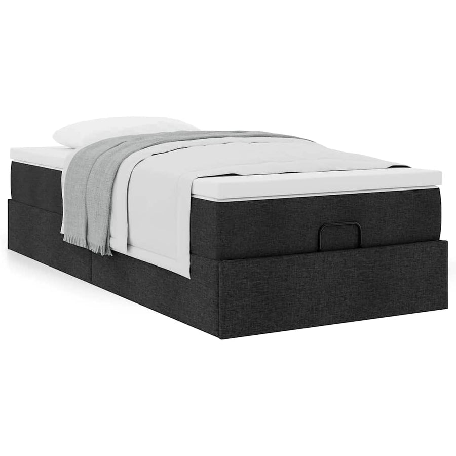 Ottoman bed met matras 90x200cm stof zwart
