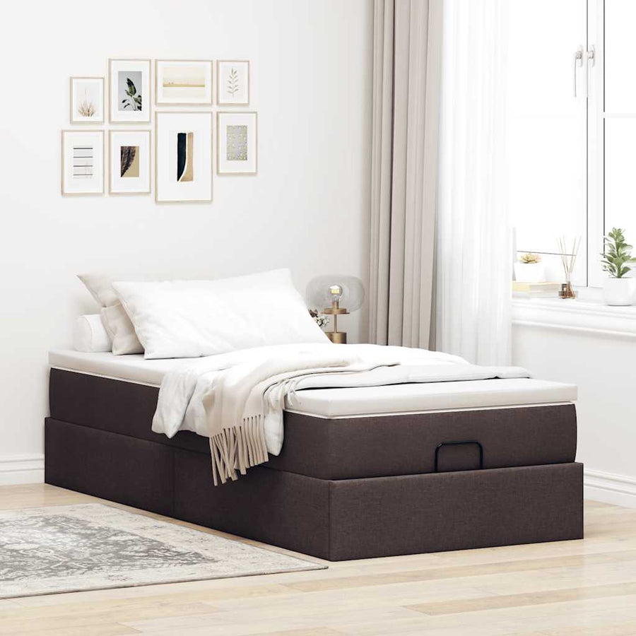 Ottoman bed met matras 90x200cm stof donkerbruin