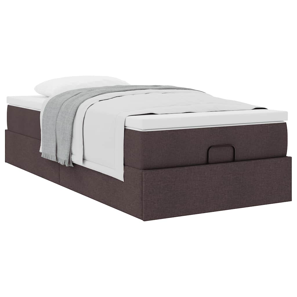 Ottoman bed met matras 90x200cm stof donkerbruin
