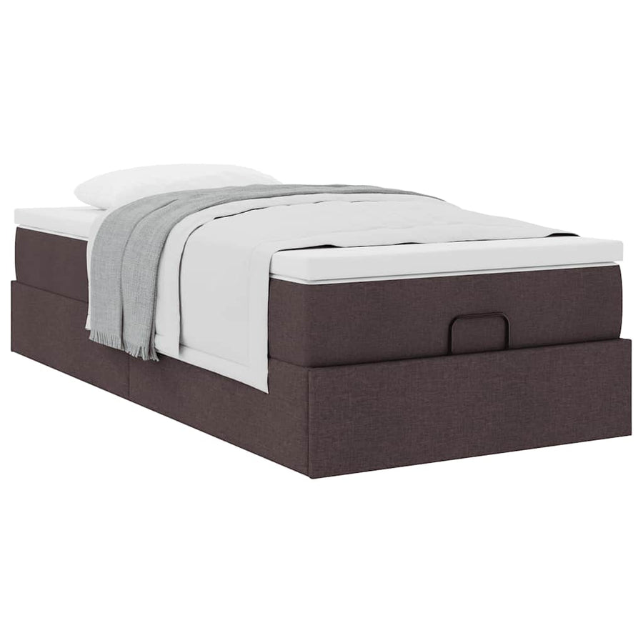 Ottoman bed met matras 90x200cm stof donkerbruin