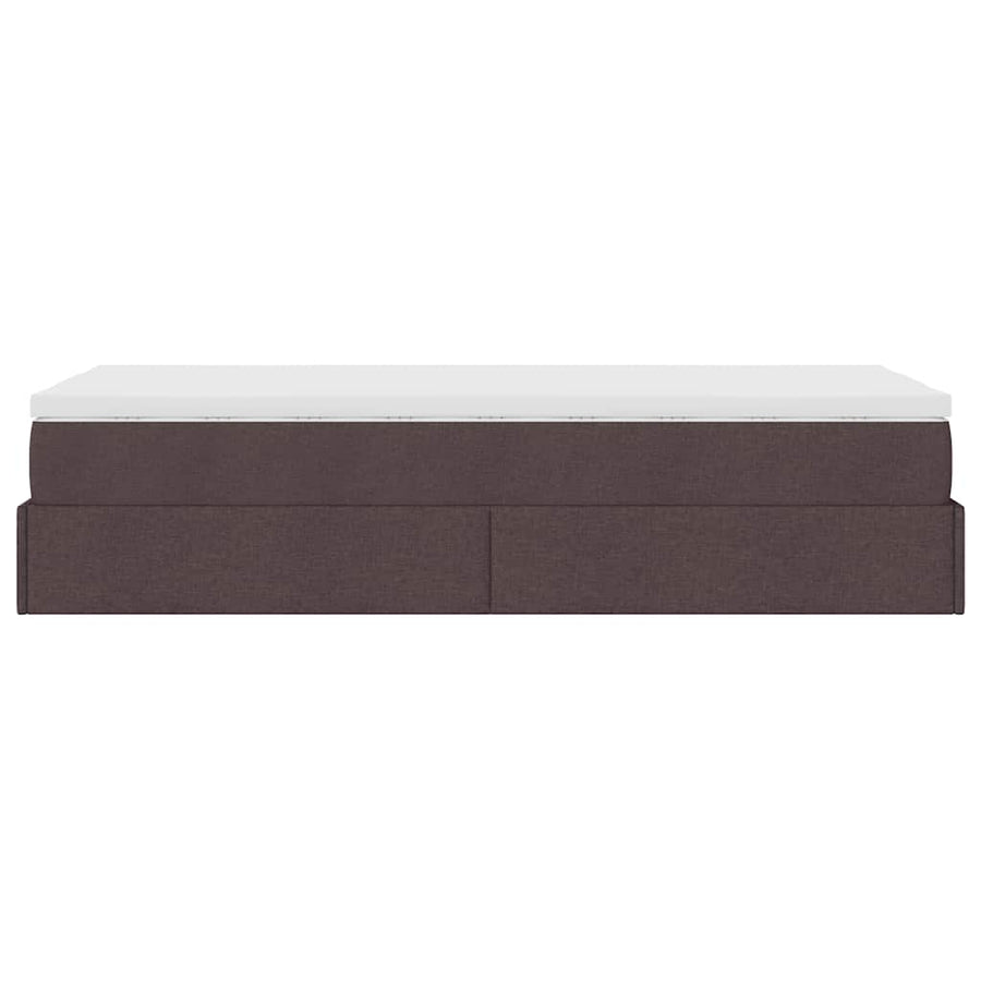 Ottoman bed met matras 90x200cm stof donkerbruin