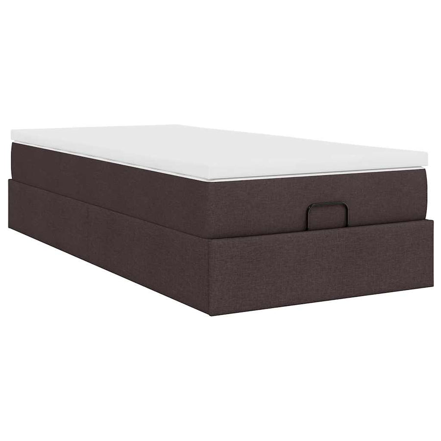 Ottoman bed met matras 90x200cm stof donkerbruin
