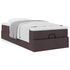Ottoman bed with mattress 90x200cm fabric dark brown