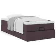 Ottoman bed with mattress 90x200cm fabric dark brown