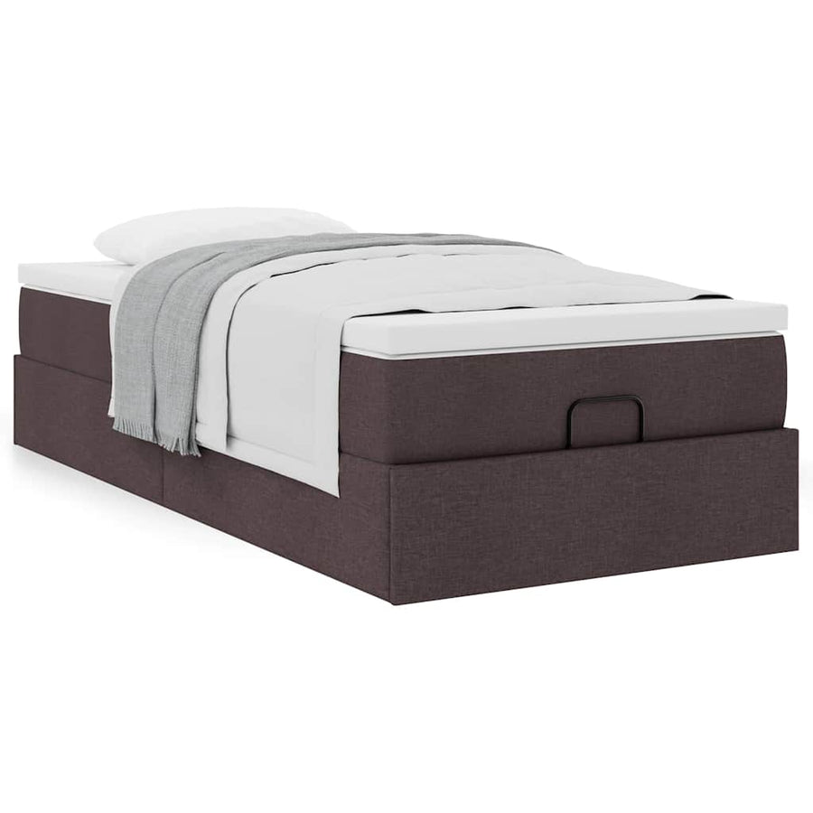 Ottoman bed met matras 90x200cm stof donkerbruin