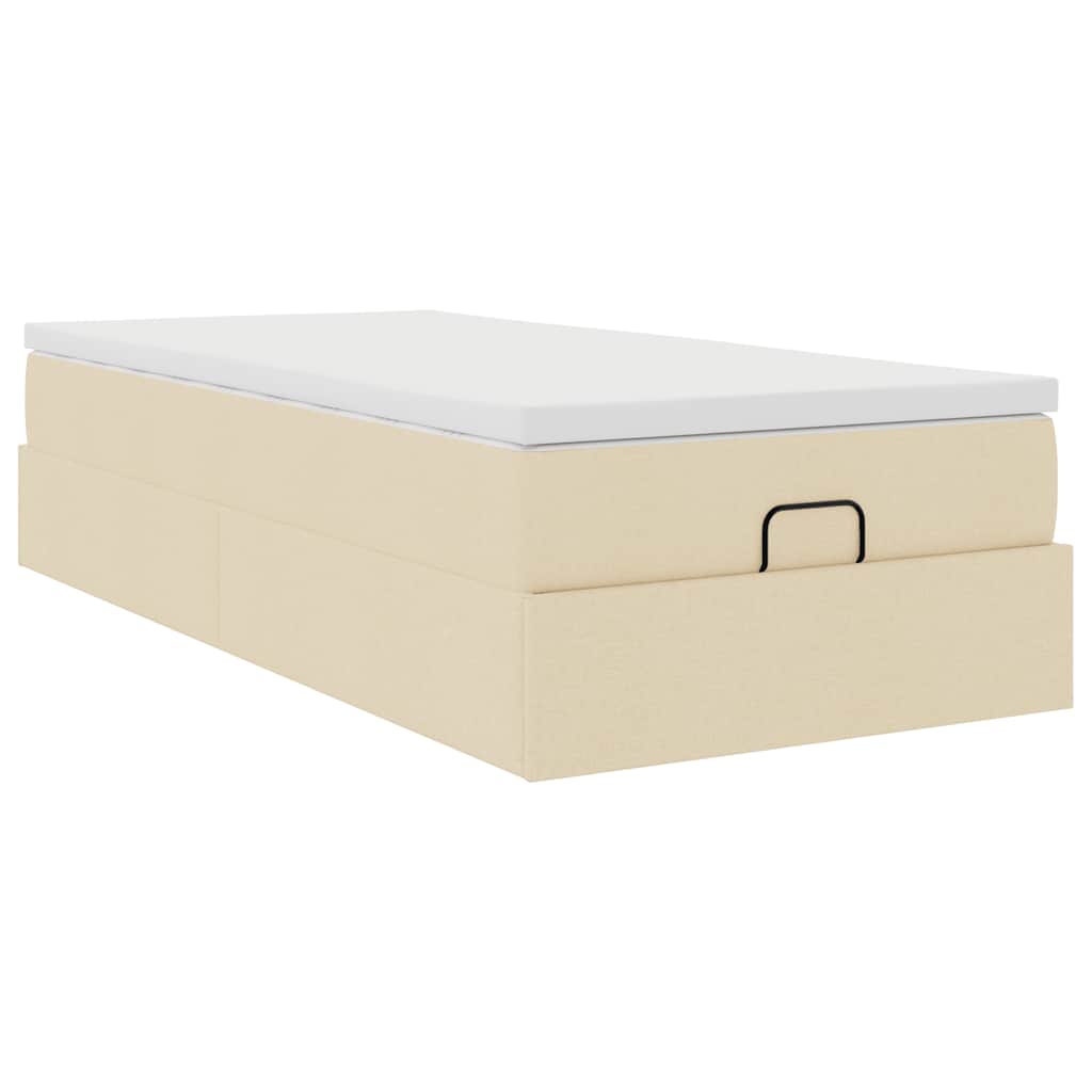 Ottoman bed met matras 90x200cm stof crèmekleurig
