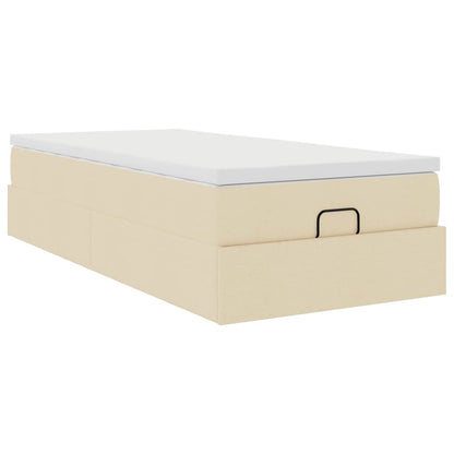 Ottoman bed met matras 90x200cm stof crèmekleurig