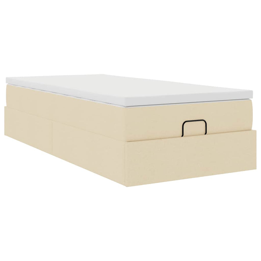 Ottoman bed met matras 90x200cm stof crèmekleurig