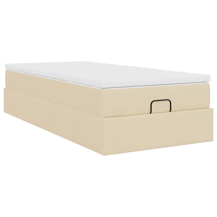 Ottoman bed met matras 90x200cm stof crèmekleurig