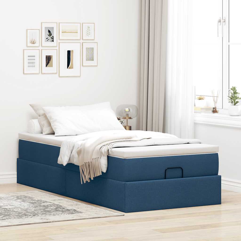Ottoman bed met matras 90x200cm stof blauw
