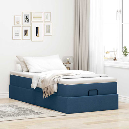 Ottoman bed met matras 90x200cm stof blauw