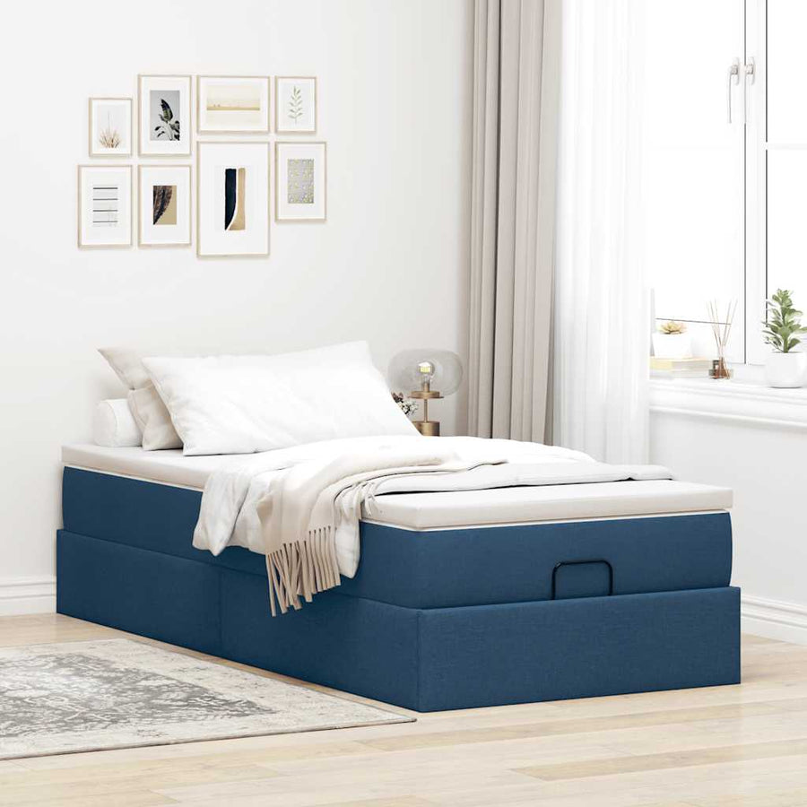 Ottoman bed met matras 90x200cm stof blauw