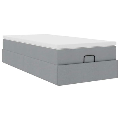 Ottoman bed met matras 100x200cm stof lichtgrijs