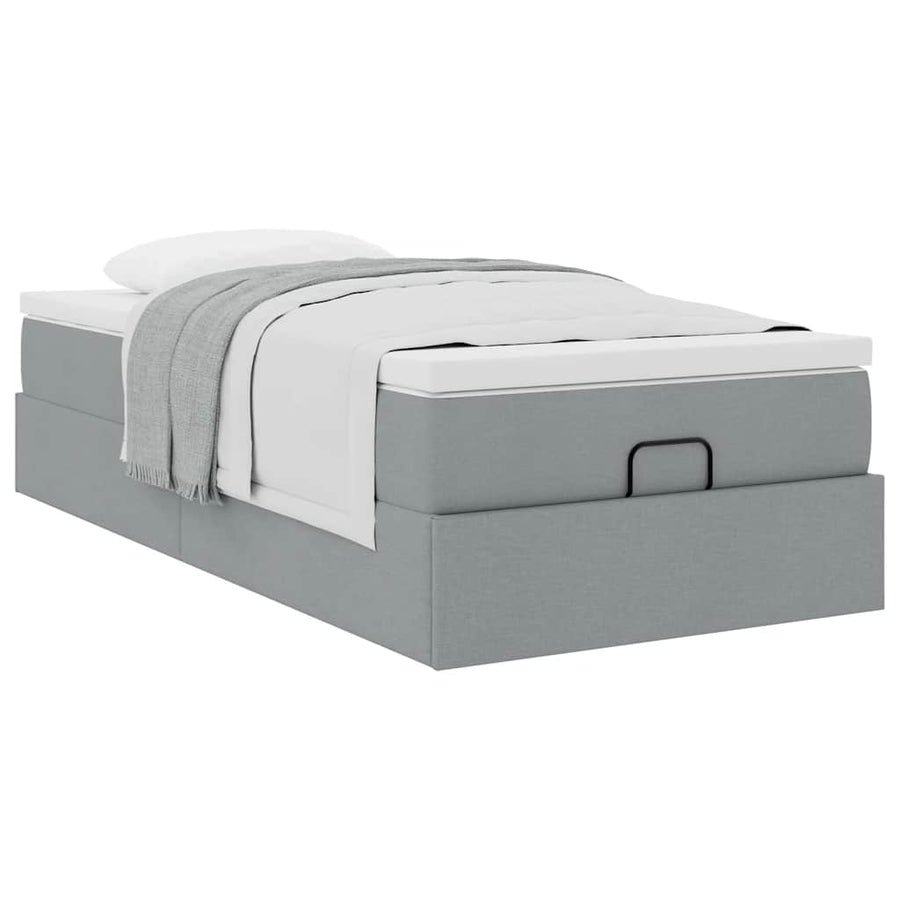 Ottoman bed met matras 100x200cm stof lichtgrijs
