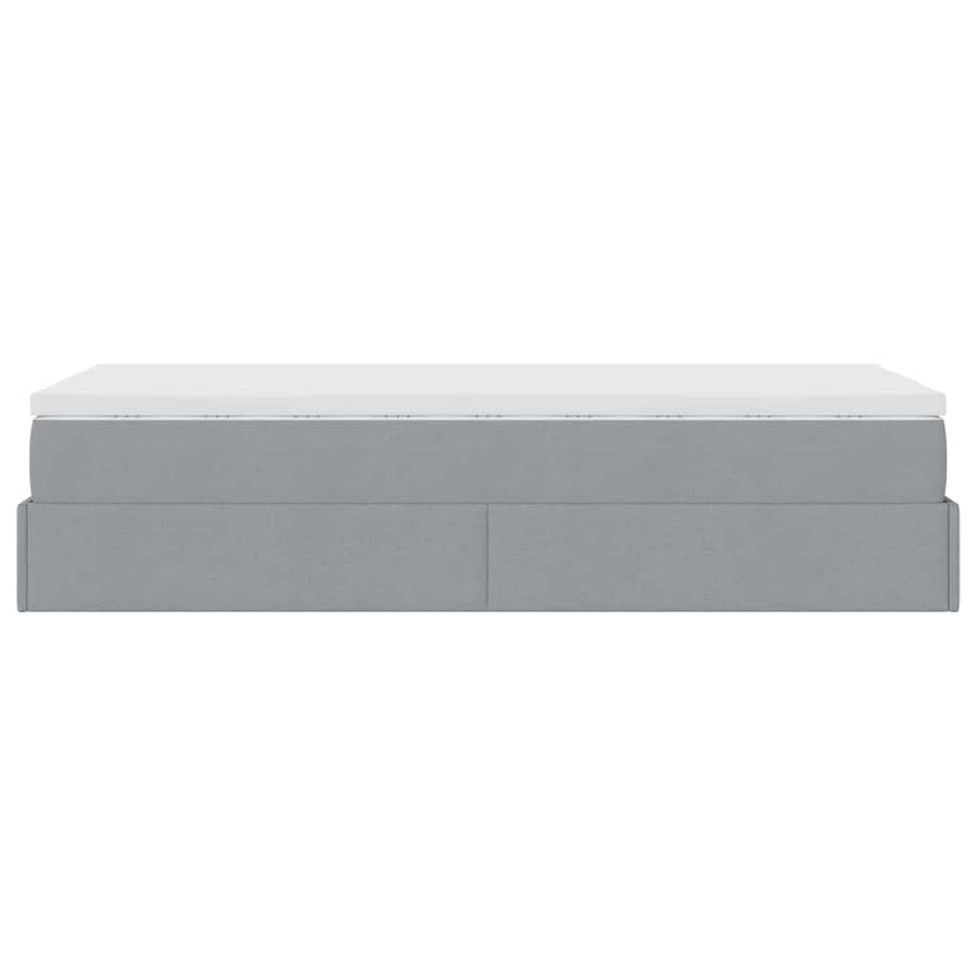 Ottoman bed met matras 100x200cm stof lichtgrijs