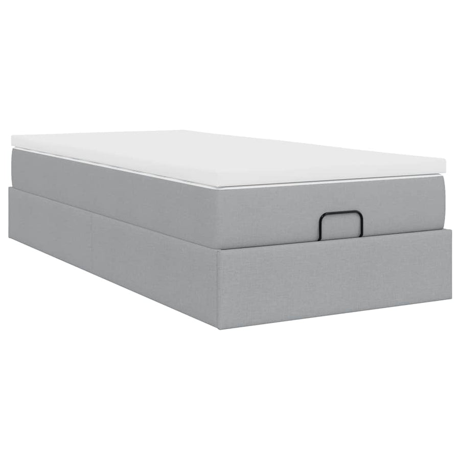 Ottoman bed met matras 100x200cm stof lichtgrijs
