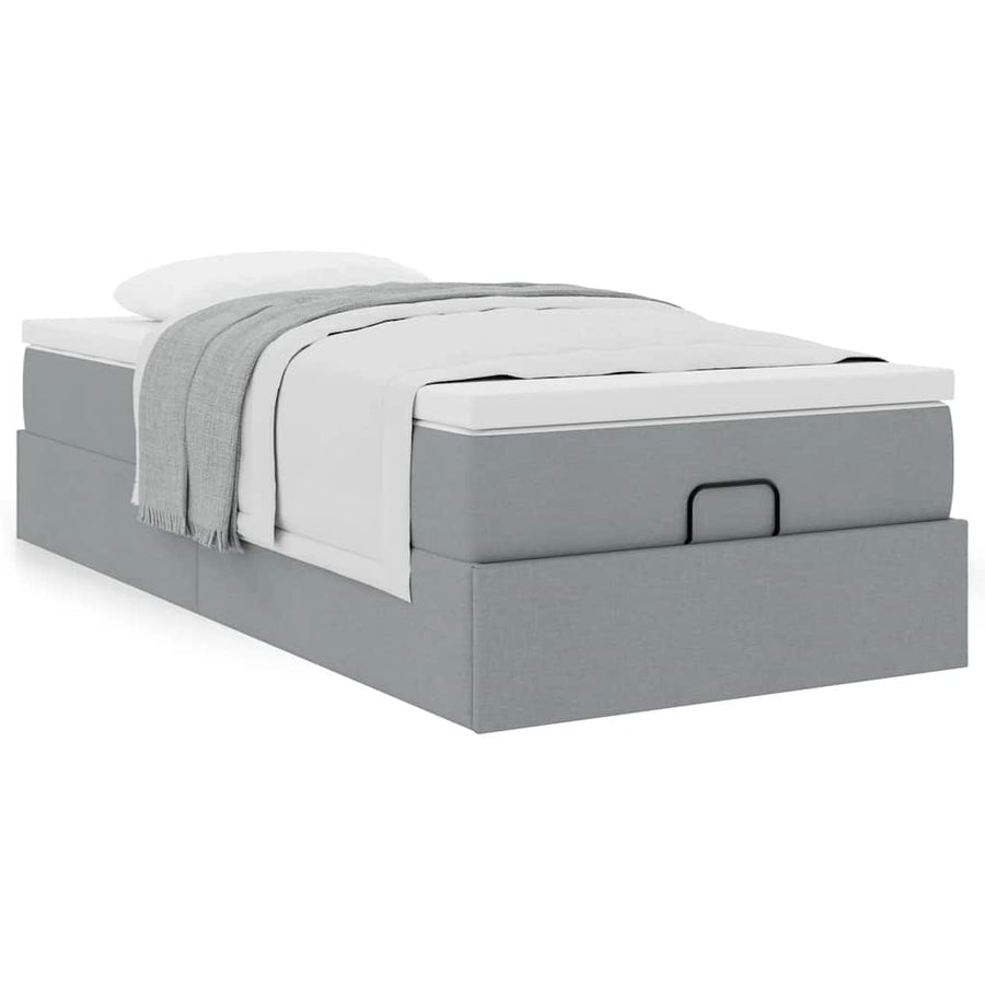 Ottoman bed met matras 100x200cm stof lichtgrijs