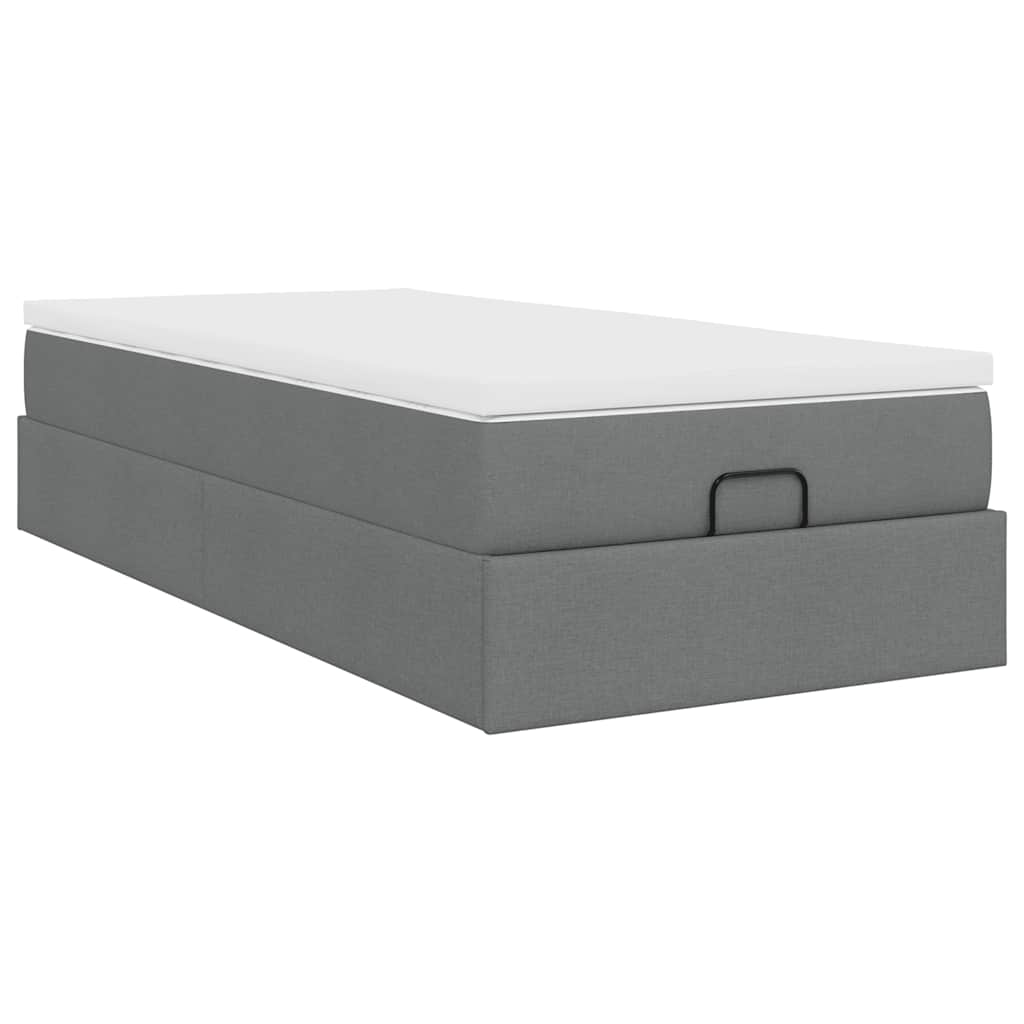 Ottoman bed met matras 100x200cm stof donkergrijs