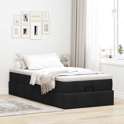 Ottoman bed met matras 100x200cm stof zwart