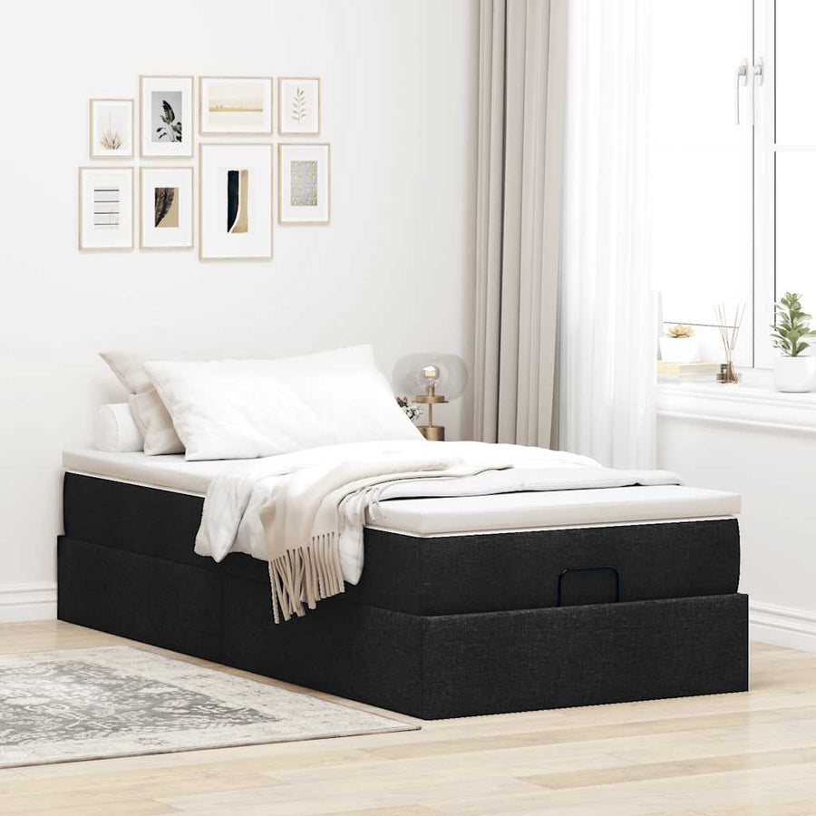 Ottoman bed met matras 100x200cm stof zwart