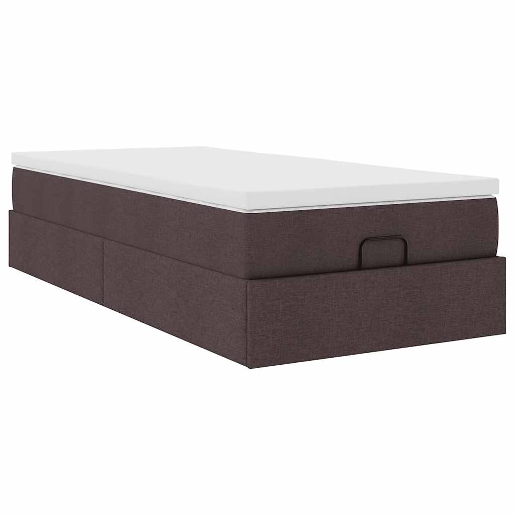 Ottoman bed met matras 100x200cm stof donkerbruin