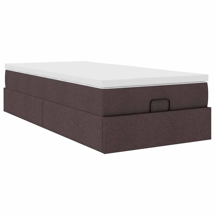 Ottoman bed met matras 100x200cm stof donkerbruin