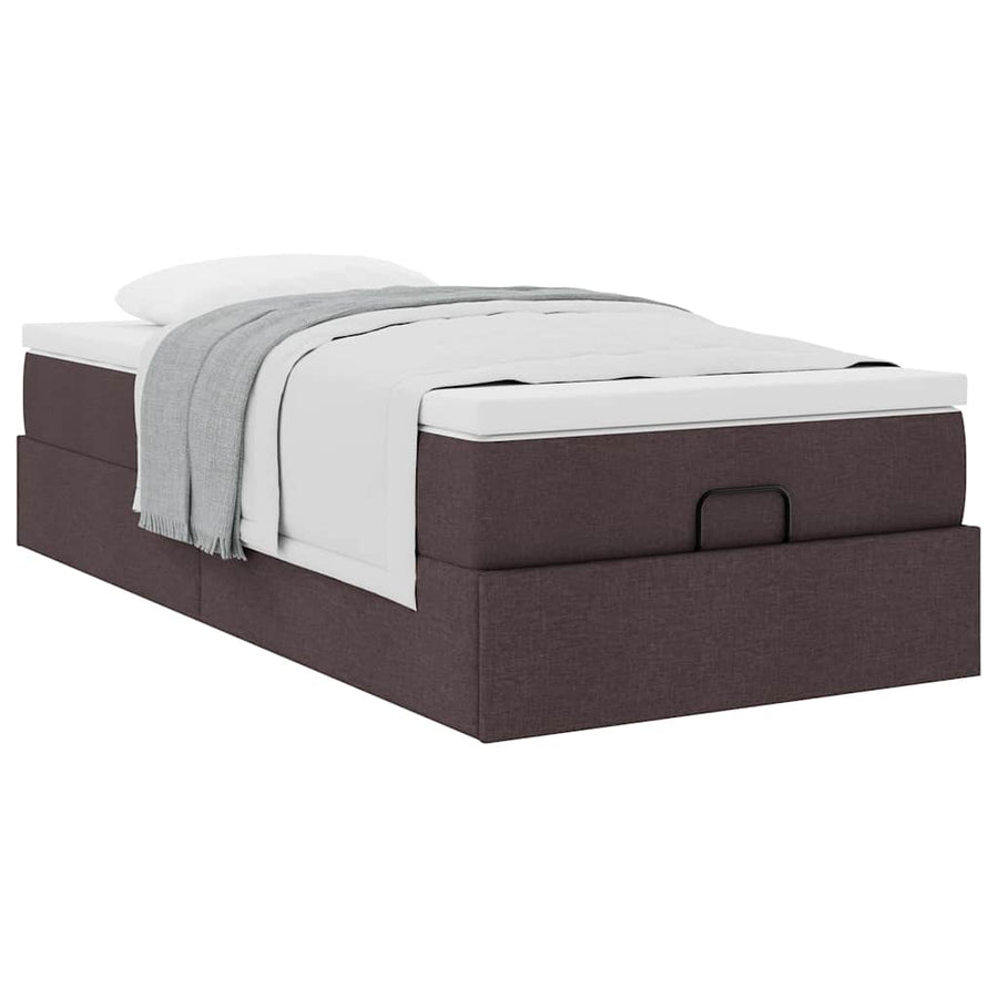 Ottoman bed met matras 100x200cm stof donkerbruin