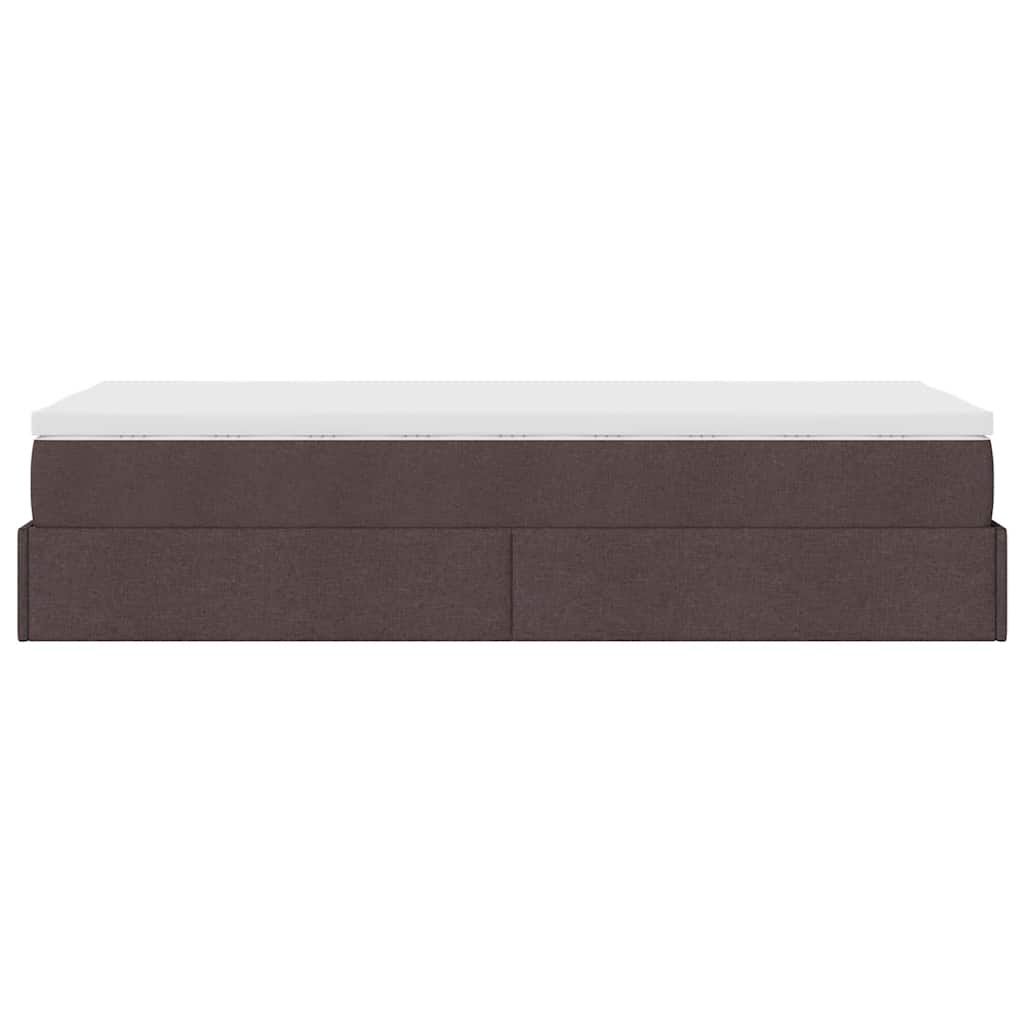 Ottoman bed met matras 100x200cm stof donkerbruin