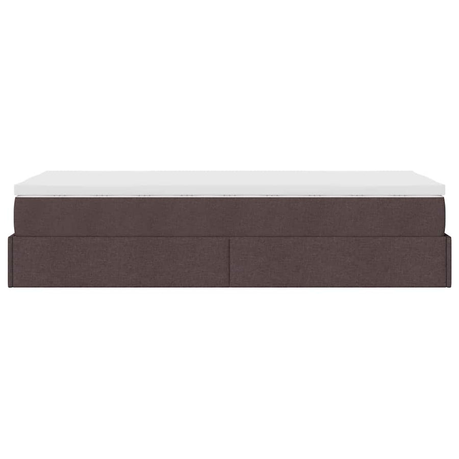 Ottoman bed met matras 100x200cm stof donkerbruin