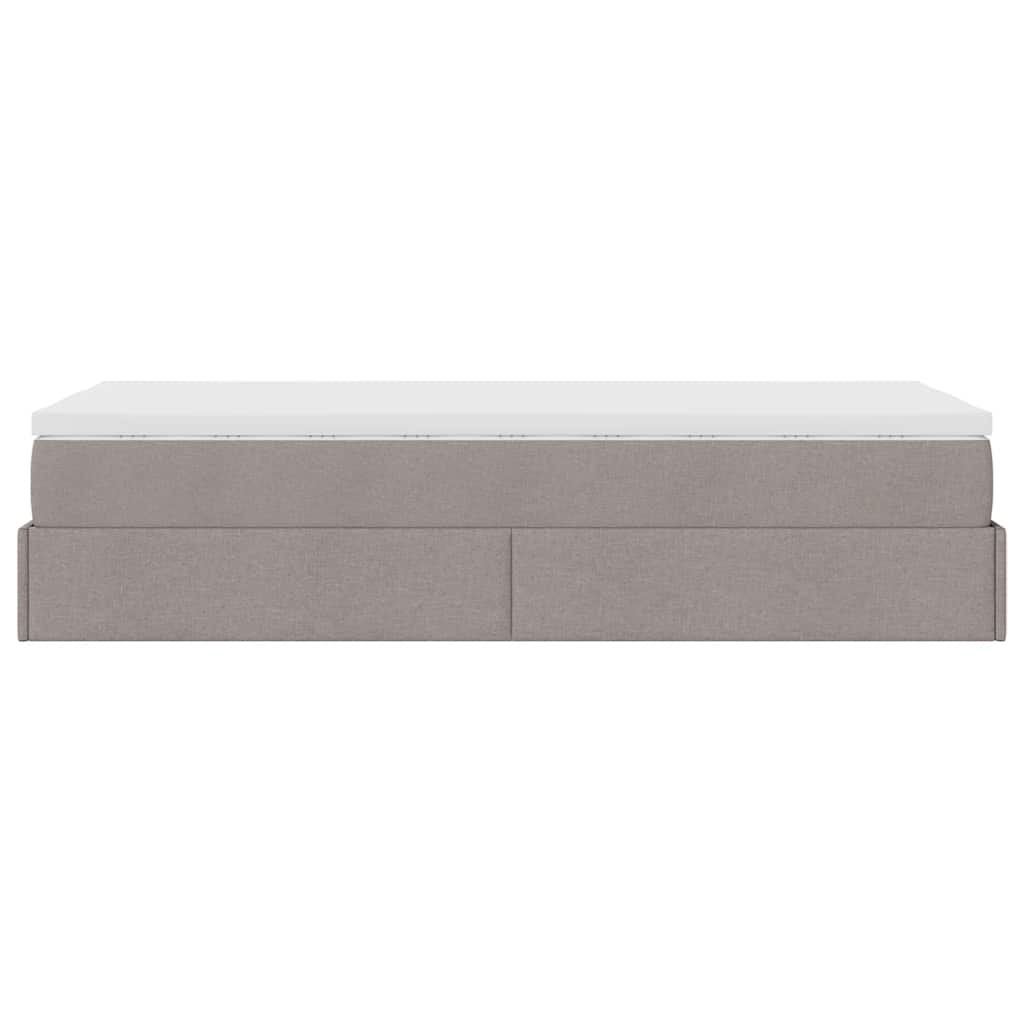 Ottoman bed met matras 100x200cm stof taupe