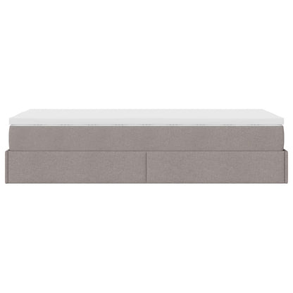 Ottoman bed met matras 100x200cm stof taupe