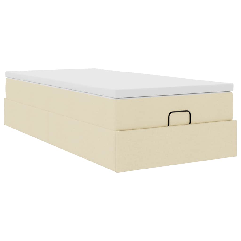 Ottoman bed met matras 100x200cm stof crèmekleurig