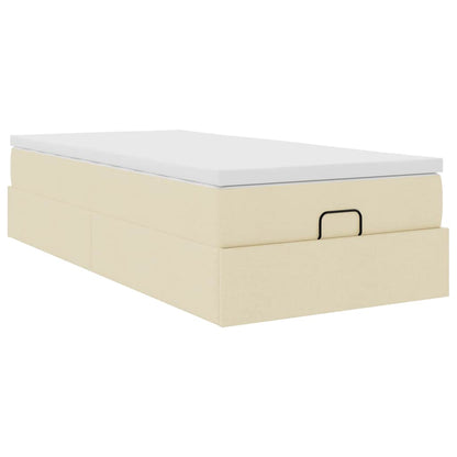 Ottoman bed met matras 100x200cm stof crèmekleurig