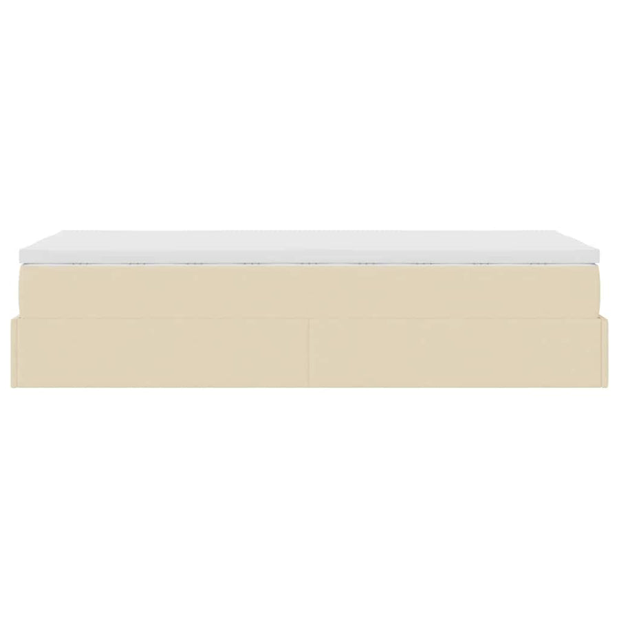 Ottoman bed met matras 100x200cm stof crèmekleurig