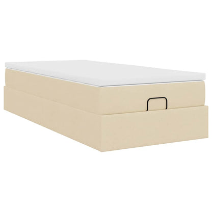 Ottoman bed met matras 100x200cm stof crèmekleurig