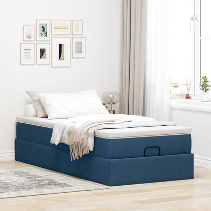 Ottoman bed met matras 100x200cm stof blauw
