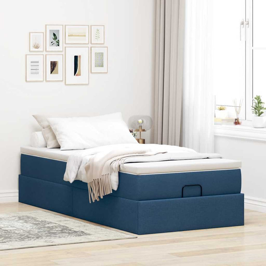 Ottoman bed met matras 100x200cm stof blauw